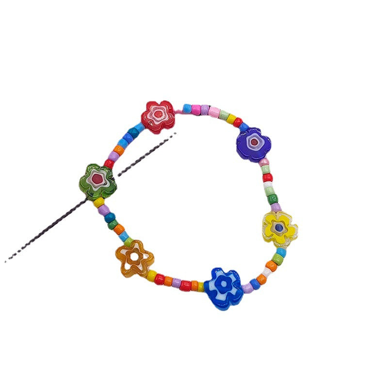 Peads de cuerda de flor de perla al por mayor pulsera de vidrio